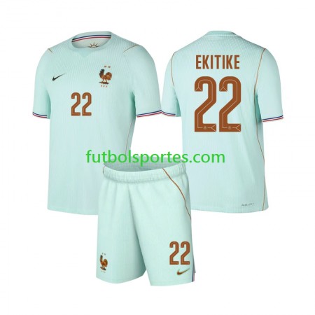 Camiseta Francia Hugo Ekitike 22 Niño Segunda Equipación Copa Mundo 2026